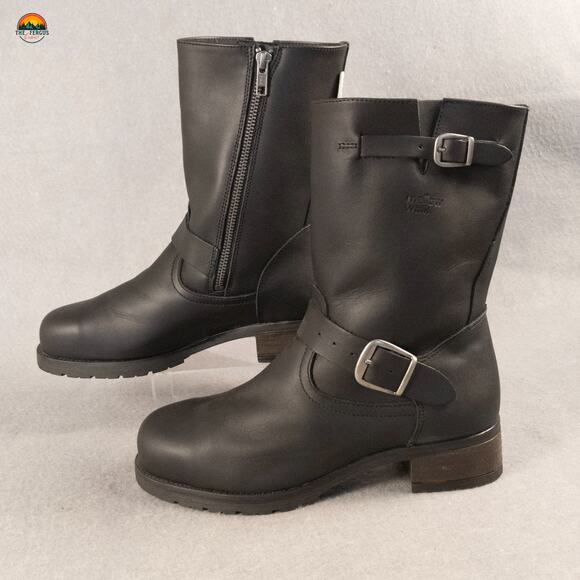 NWT Mellow Walk Vanessa Biker Boots Black Mid-Calf Leather 412109 Women's Sz 8D - Picture 3 of 15